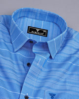 Foster Blue Micro Dobby Check Cotton Shirt