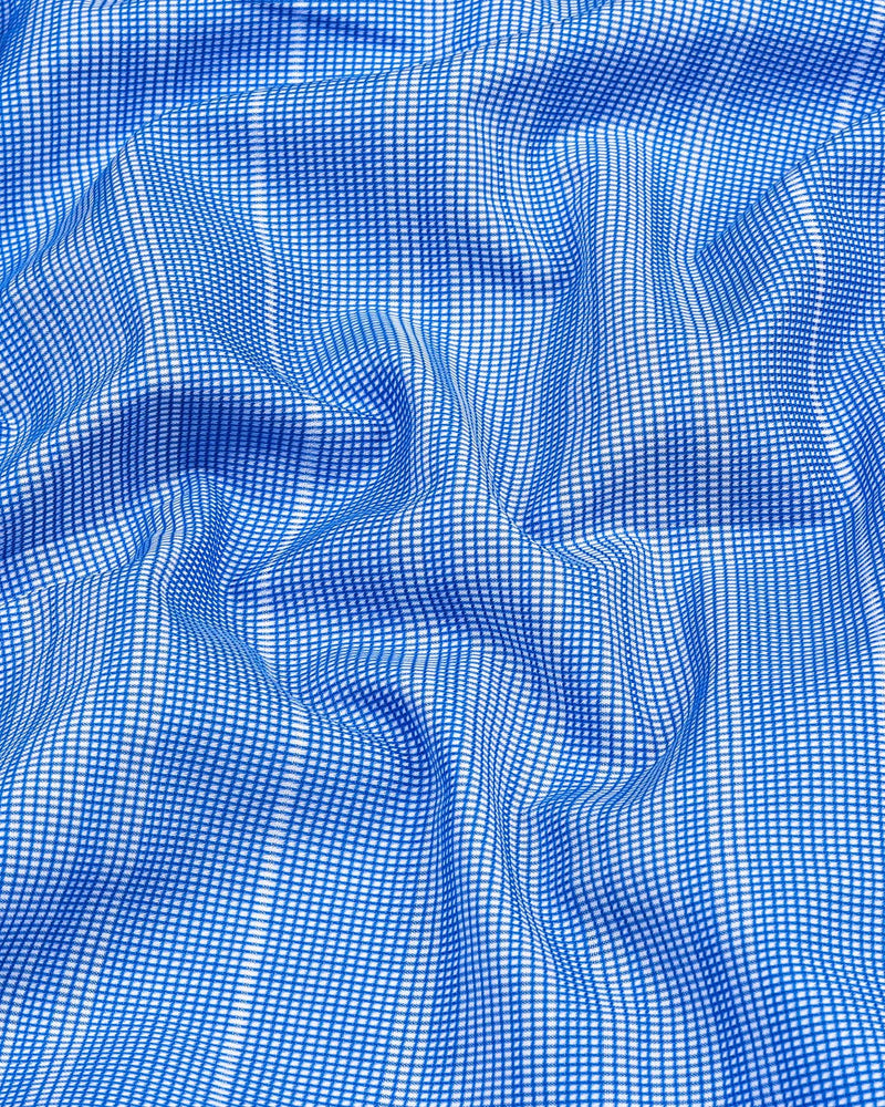 Foster Blue Micro Dobby Check Cotton Shirt