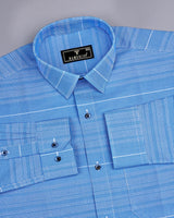 Foster Blue Micro Dobby Check Cotton Shirt