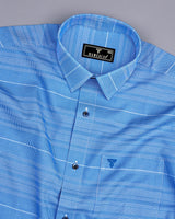 Foster Blue Micro Dobby Check Cotton Shirt