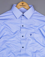 Levin Blue With White Weft Stripe Dobby Cotton Formal Shirt