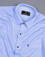 Levin Blue With White Weft Stripe Dobby Cotton Formal Shirt