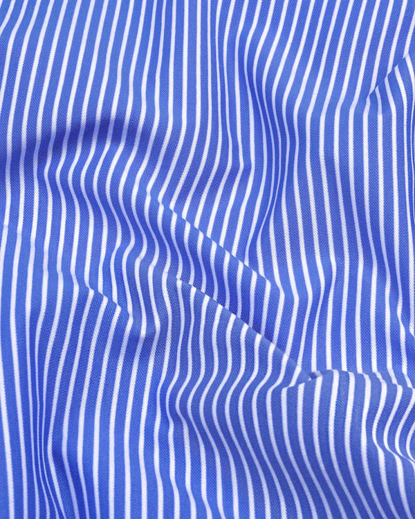 Cadiz Blue With White Weft Stripe Formal Cotton Shirt