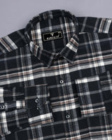 Melanite Black Multi Color Plaid Flannel Check Cotton Shirt