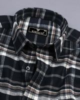 Melanite Black Multi Color Plaid Flannel Check Cotton Shirt