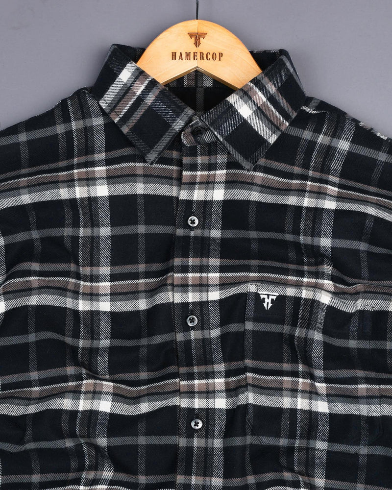 Melanite Black Multi Color Plaid Flannel Check Cotton Shirt