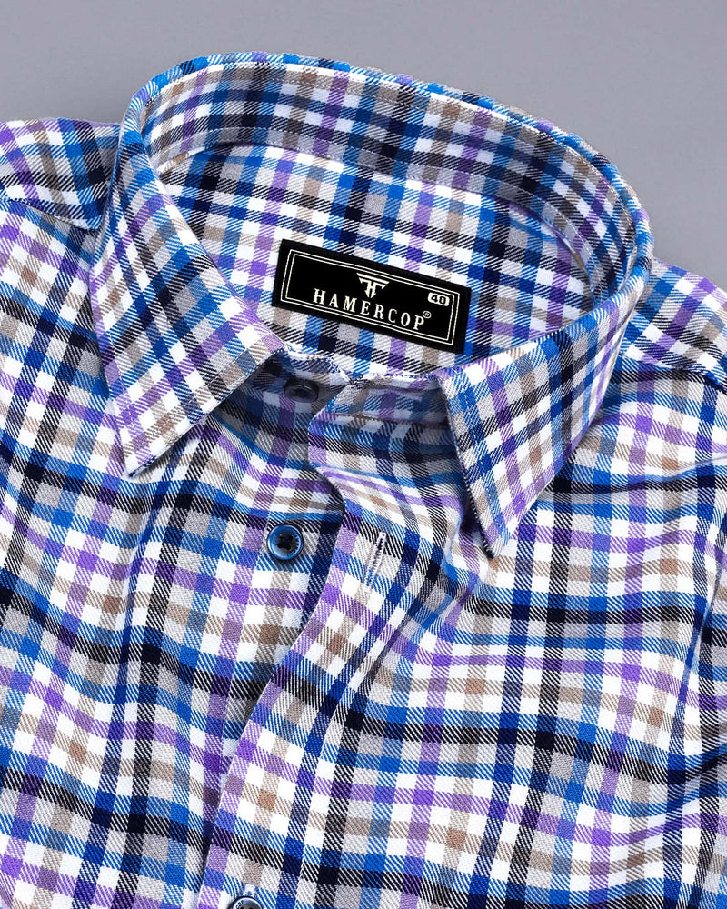 Prismatic Multicolor Twill Check Plaid Flannel Cotton Shirt