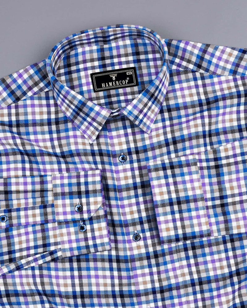 Prismatic Multicolor Twill Check Plaid Flannel Cotton Shirt