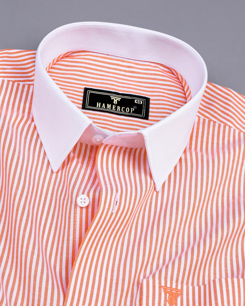 Belladon Orange Bengal Stripe Oxford Cotton Designer Shirt