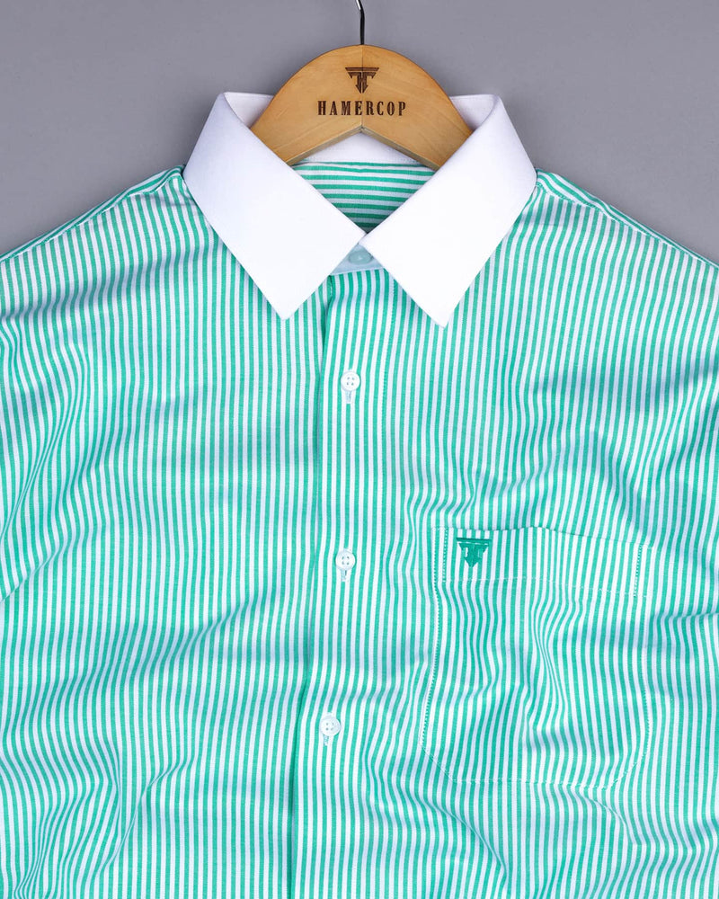 Belladon Rama Green Bengal Stripe Oxford Cotton Designer Shirt