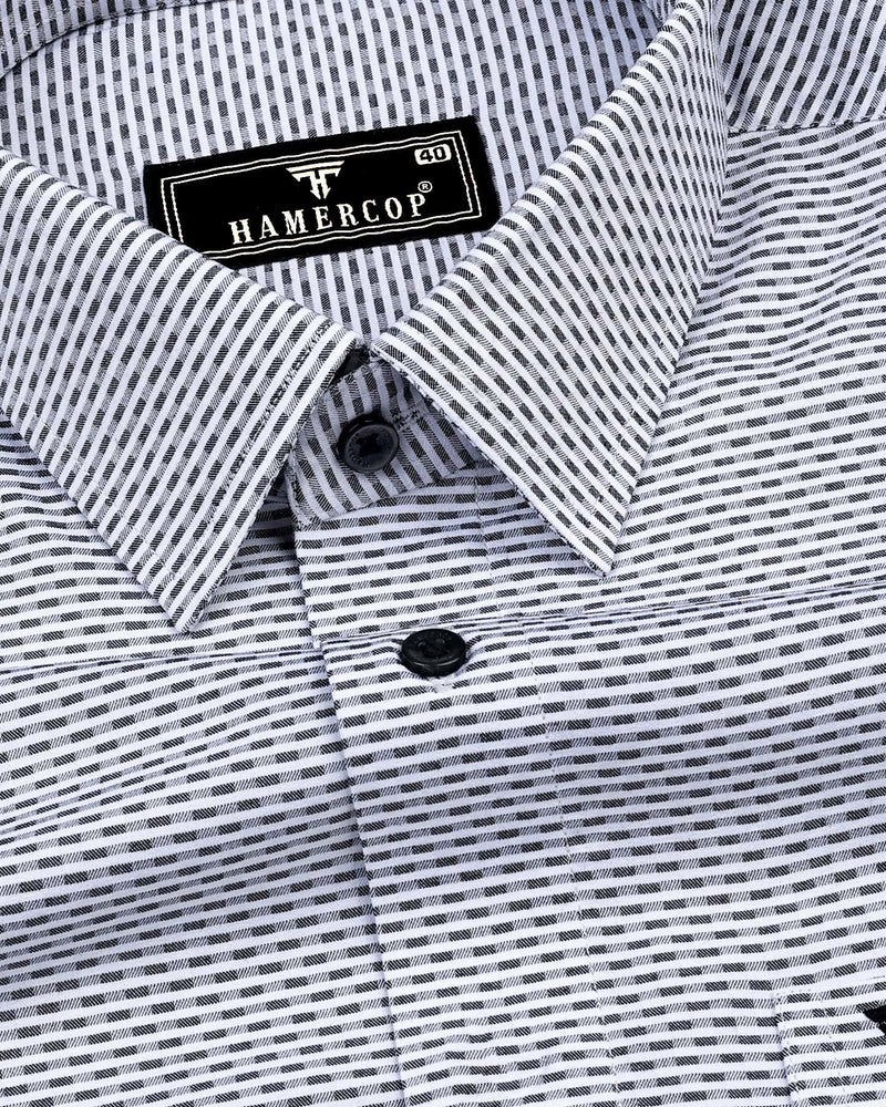 Crumple Gray Weft Stripe Premium Giza Cotton Shirt