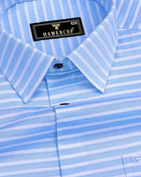 Baby Blue With White Weft Stripe Dobby Cotton Shirt