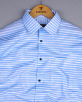 Baby Blue With White Weft Stripe Dobby Cotton Shirt