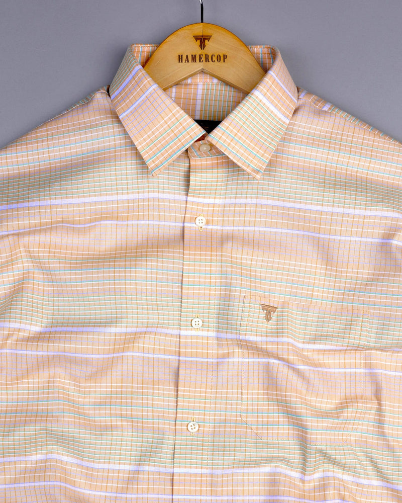 Crest Cream Weft Stripe Oxford Cotton Formal Shirt