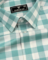 Frog Green With White Check Dobby Cotton Shirt