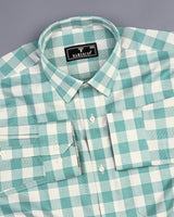 Frog Green With White Check Dobby Cotton Shirt