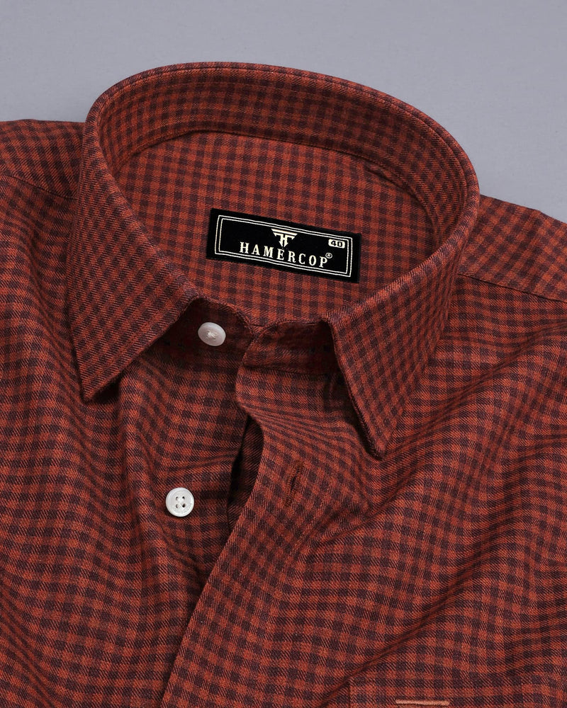 Alloy Orange Plaid Flannel Twill Check Cotton Shirt