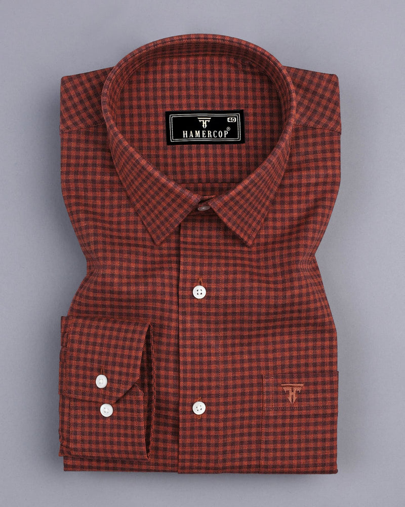 Alloy Orange Plaid Flannel Twill Check Cotton Shirt