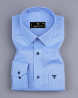 SkyBlue Graph Check Premium Cotton Formal Shirt