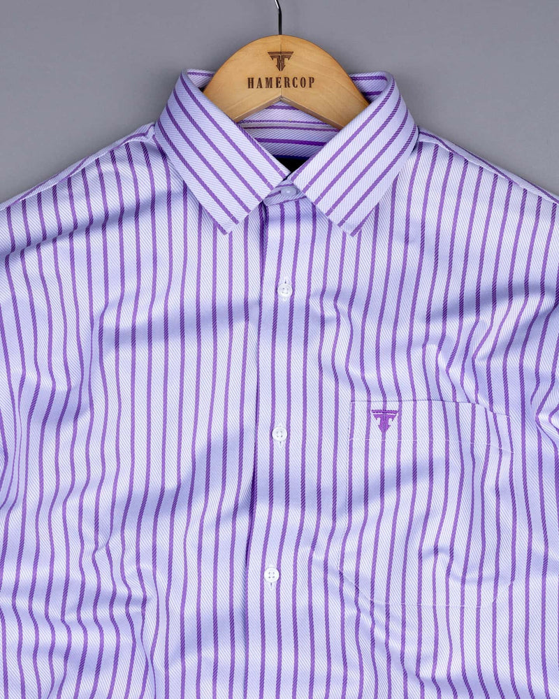 Orchid Purple With White Stripe Premium Giza Shirt