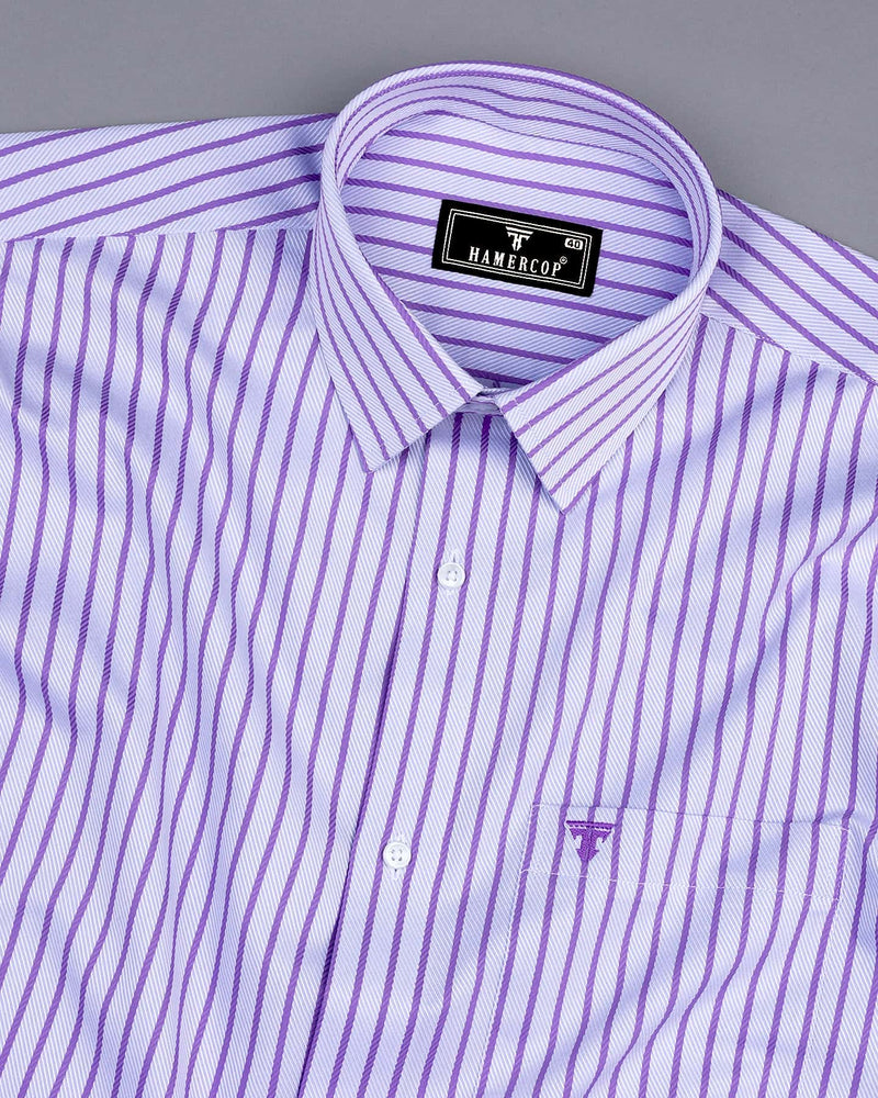 Orchid Purple With White Stripe Premium Giza Shirt