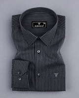 Estonia Gray With Black Dobby Stripe Cotton Shirt