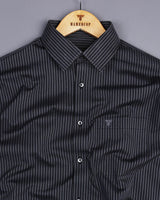 Estonia Gray With Black Dobby Stripe Cotton Shirt