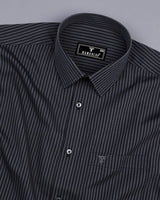 Estonia Gray With Black Dobby Stripe Cotton Shirt