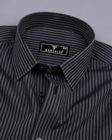 Estonia Gray With Black Dobby Stripe Cotton Shirt