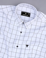 Elon White With Black Check Premium Giza Shirt