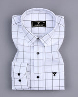 Elon White With Black Check Premium Giza Shirt