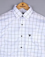 Elon White With Black Check Premium Giza Shirt