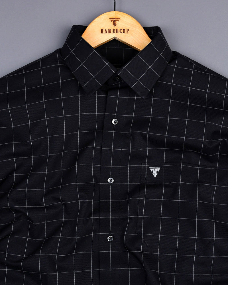 Elon Black With Gray Check Premium Giza Shirt