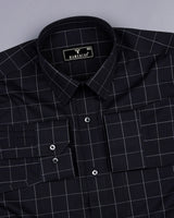 Elon Black With Gray Check Premium Giza Shirt