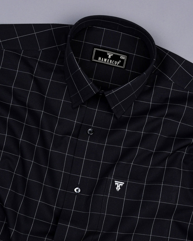 Elon Black With Gray Check Premium Giza Shirt