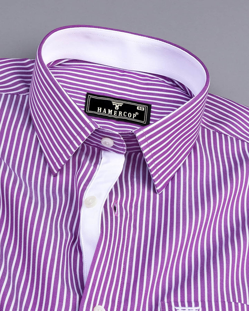 Oracle Purple With White Dobby Stripe Designer Formal Shirt