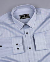 Tumen Gray Twill Stripe Dobby Cotton Shirt