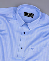 Tumen Blue Twill Stripe Dobby Cotton Shirt