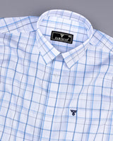 Stork Blue With White Check Premium Giza Cotton Shirt