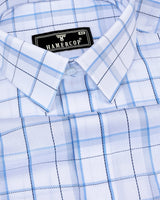 Stork Blue With White Check Premium Giza Cotton Shirt