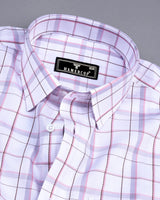 Stork Pink With White Check Premium Giza Cotton Shirt