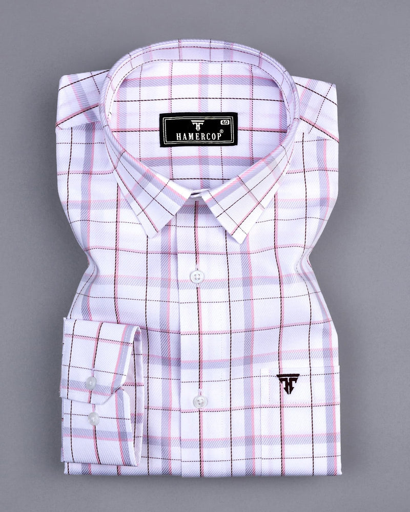 Stork Pink With White Check Premium Giza Cotton Shirt