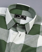 Dorval Green With Cream Check Dobby Cotton Shirt