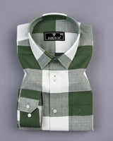 Dorval Green With Cream Check Dobby Cotton Shirt