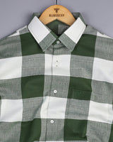 Dorval Green With Cream Check Dobby Cotton Shirt