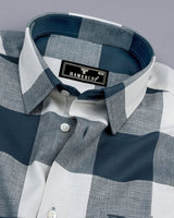 Dorval Blue With Cream Check Dobby Cotton Shirt