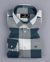 Dorval Blue With Cream Check Dobby Cotton Shirt