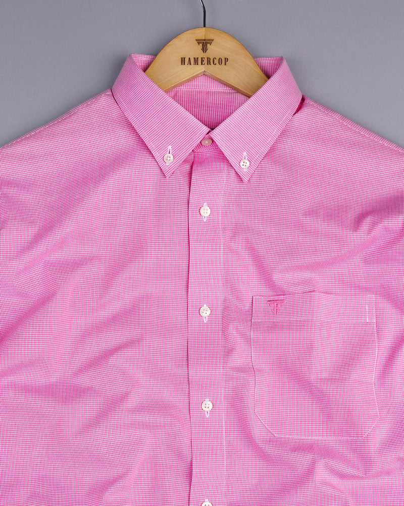 Rose Pink With White Micro Check Cotton Shirt