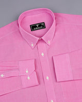 Rose Pink With White Micro Check Cotton Shirt