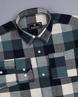 Quantum Blue MultiColor Sudoku Check Dobby Cotton Shirt